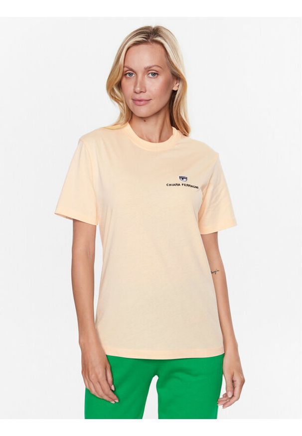 Chiara Ferragni T-Shirt 74CBHT04 Pomarańczowy Regular Fit. Kolor: pomarańczowy. Materiał: bawełna