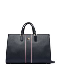 TOMMY HILFIGER - Tommy Hilfiger Torebka Th Daily Satchel Corp AW0AW18644 Granatowy. Kolor: niebieski. Materiał: skórzane #4