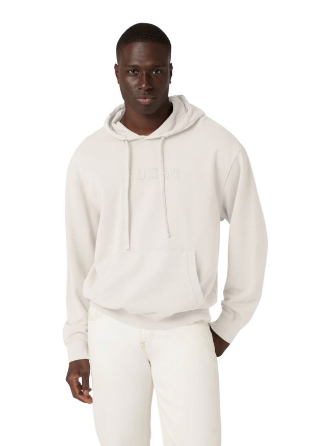 Guess - GUESS Beżowa bluza męska Finch Terry, Rozmiar L. Kolor: biały. Materiał: bawełna. Styl: klasyczny