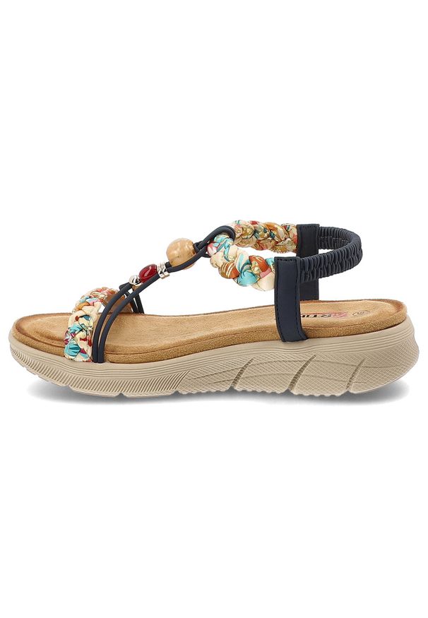 Sandały damskie Artiker, cholewka ze skóry ekologicznej cienkie paski z przodu ozdobne metalowe detale, granatowe, 58C0002. Zapięcie: pasek. Kolor: niebieski. Materiał: skóra ekologiczna. Wzór: paski