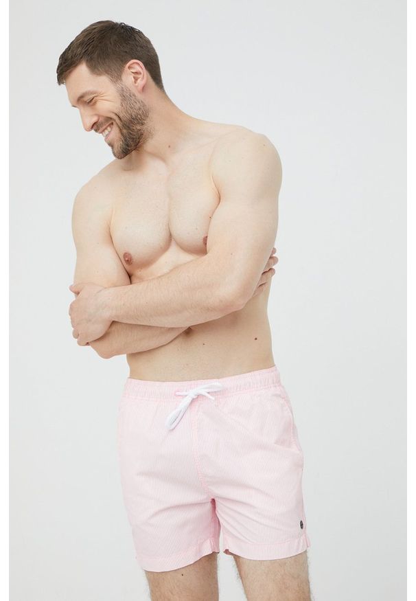 Superdry szorty kąpielowe kolor różowy. Kolor: różowy. Materiał: tkanina, włókno, materiał