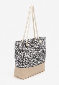 Born2be - Szara Torebka Plażowa Shopperka Ozdobiona Sznurkiem Revadea. Kolor: szary. Wzór: aplikacja. Sezon: lato. Styl: casual #3