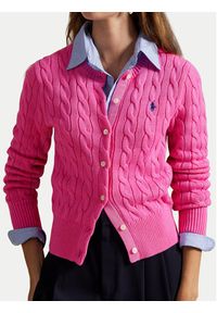 Polo Ralph Lauren Kardigan 211971868012 Różowy Slim Fit. Typ kołnierza: polo. Kolor: różowy. Materiał: bawełna #3