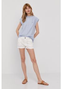 Pepe Jeans Szorty damskie kolor biały gładkie medium waist. Okazja: na co dzień. Kolor: biały. Materiał: tkanina. Wzór: gładki. Styl: casual #4