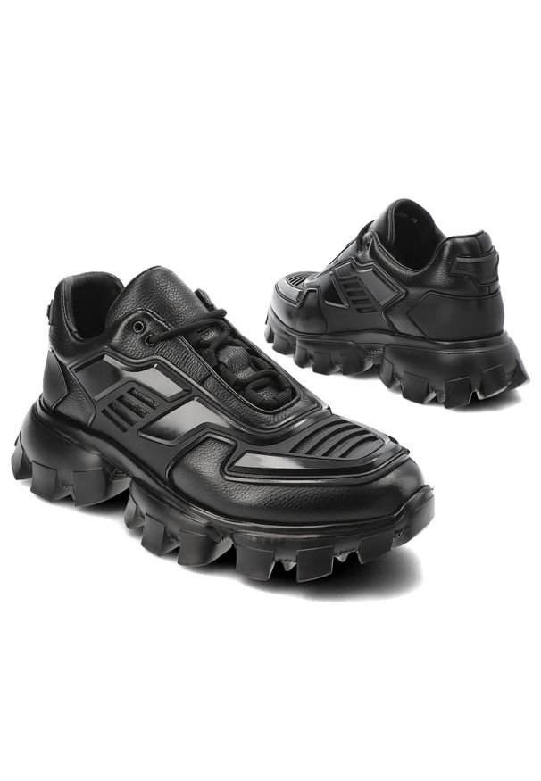 Czarne Sneakersy John Doubare Obuwie Męskie Na Platformie. Kolor: czarny. Materiał: guma, skóra. Szerokość cholewki: normalna. Wzór: geometria. Sezon: lato. Obcas: na platformie