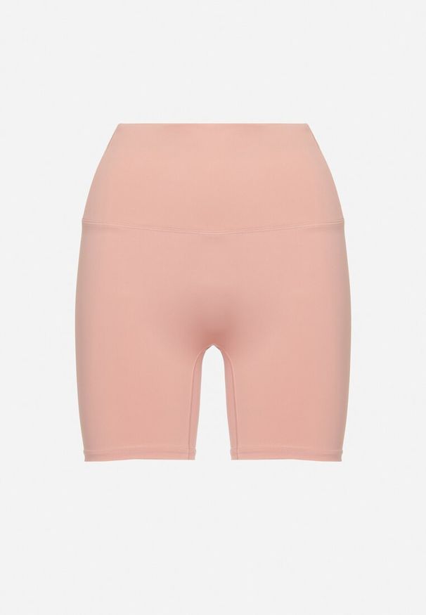 Born2be - Różowe Szorty Kolarki przed Kolano w Sportowym Stylu z Efektem Push Up Vesna. Okazja: na co dzień. Kolor: różowy. Wzór: aplikacja, bez wzorów. Styl: sportowy