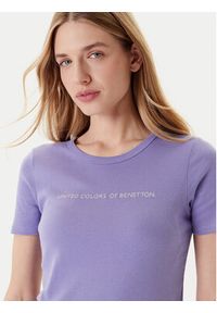 United Colors of Benetton - United Colors Of Benetton T-Shirt 3GA2E16A2 Fioletowy Regular Fit. Kolor: fioletowy. Materiał: bawełna #5