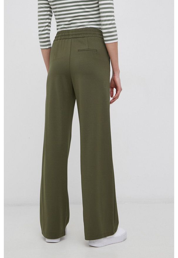 only - Only Spodnie damskie kolor zielony proste high waist. Okazja: na co dzień. Stan: podwyższony. Kolor: zielony. Materiał: materiał, tkanina, wiskoza. Styl: casual