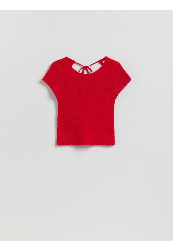 Reserved - Dzianinowa bluzka - czerwony. Kolor: czerwony. Materiał: dzianina. Styl: klasyczny