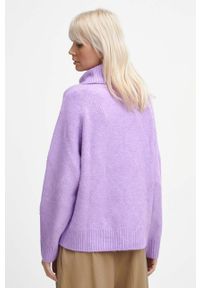 medicine - Medicine sweter damski kolor różowy z golfem. Typ kołnierza: golf. Kolor: fioletowy. Materiał: materiał. Długość rękawa: raglanowy rękaw. Długość: długie #5