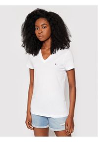 TOMMY HILFIGER - Tommy Hilfiger T-Shirt Heritage V-Neck Tee WW0WW24969 Biały Regular Fit. Kolor: biały. Materiał: bawełna