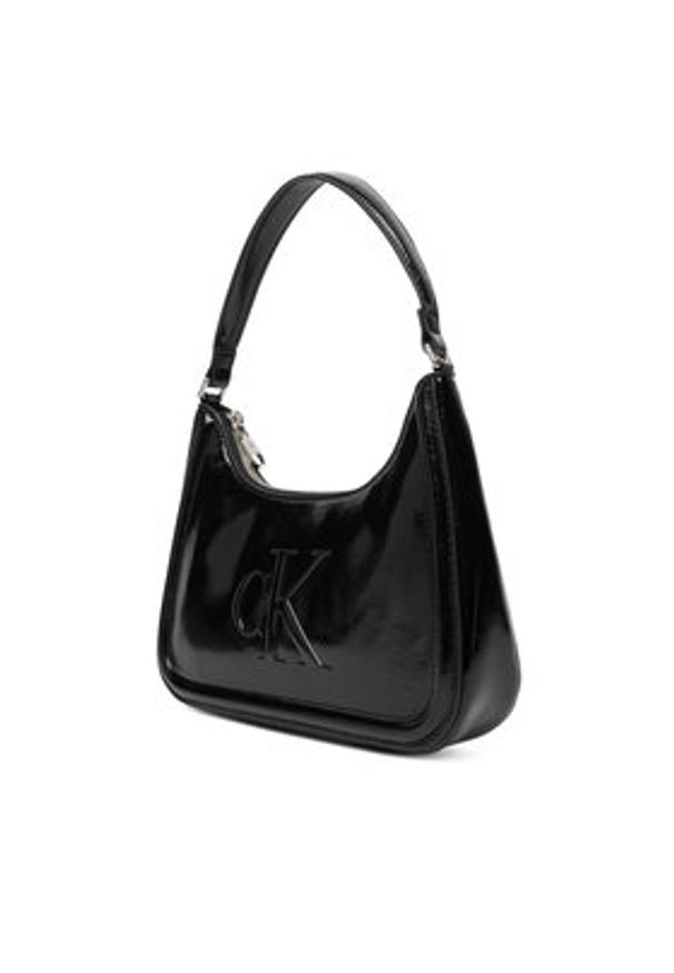 Calvin Klein Torebka Bold Ck Metallic Shoulder Bag LV04F3332G Czarny. Kolor: czarny. Materiał: skórzane