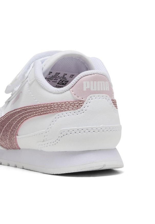 Puma - Dziecięce sneakersy ST Runner v4 Glitter PUMA. Zapięcie: pasek. Kolor: szary, biały, wielokolorowy, różowy. Sport: turystyka piesza
