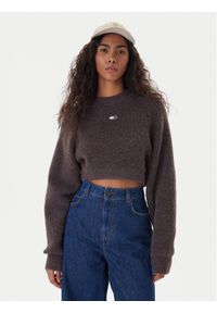 Tommy Jeans Sweter Badge DW0DW22024 Brązowy Regular Fit. Kolor: brązowy. Materiał: syntetyk #1