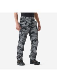 SOLOGNAC - Spodnie Solognac Steppe 500 camo. Kolor: szary. Materiał: materiał, bawełna
