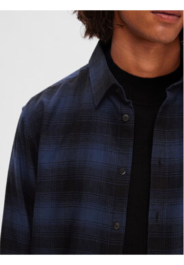 Selected Homme Koszula 16091358 Granatowy Slim Fit. Kolor: niebieski. Materiał: bawełna
