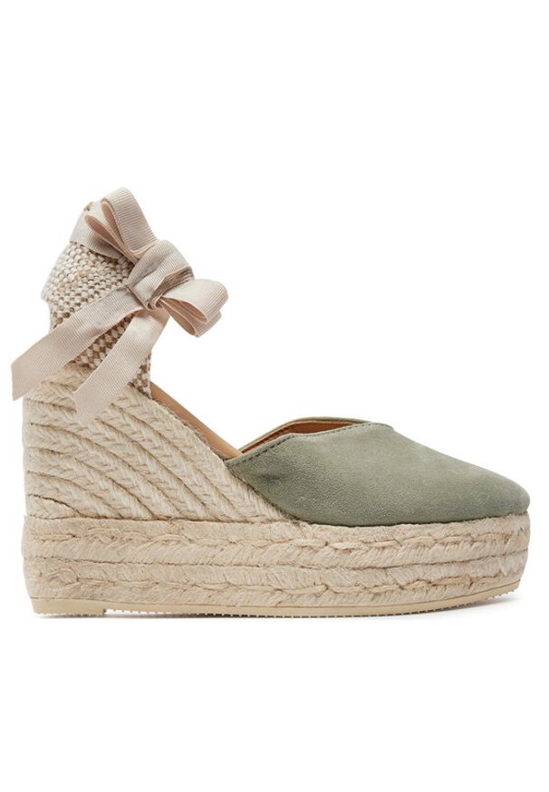 Manebi Espadryle Hamptons Heart-Shaped Wedge Espadrilles W 0.1 WH Zielony. Kolor: zielony. Materiał: skóra, zamsz