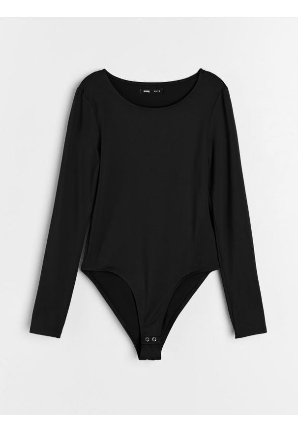 Sinsay - Body z długimi rękawami - czarny. Kolor: czarny. Długość rękawa: długi rękaw. Długość: długie