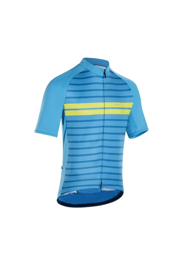 TRIBAN - Koszulka rowerowa Triban RC100 MARYNARSKA. Kolor: niebieski, wielokolorowy, turkusowy. Materiał: materiał, poliester, elastan
