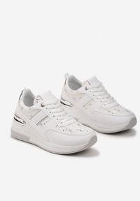 Born2be - Białe Sneakersy na Grubej Podeszwie z Brokatem i Cekinami Asseni. Kolor: biały #4