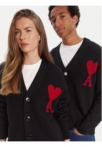 AMI PARIS - AMI Paris Kardigan BFUKC006.018 Czarny Regular Fit. Kolor: czarny. Materiał: wełna #5