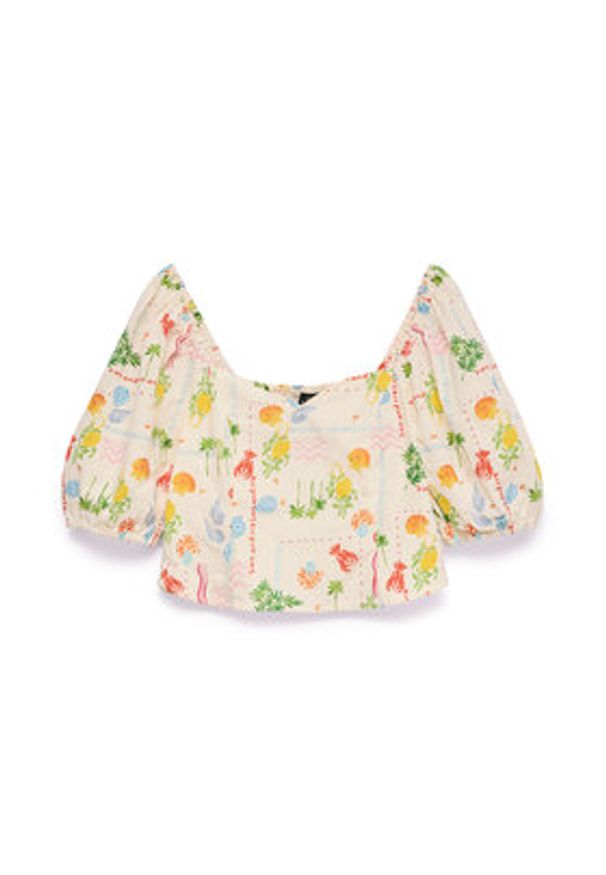 Vero Moda Bluzka Elena 10351014 Beżowy jasny Regular Fit. Kolor: beżowy. Materiał: bawełna