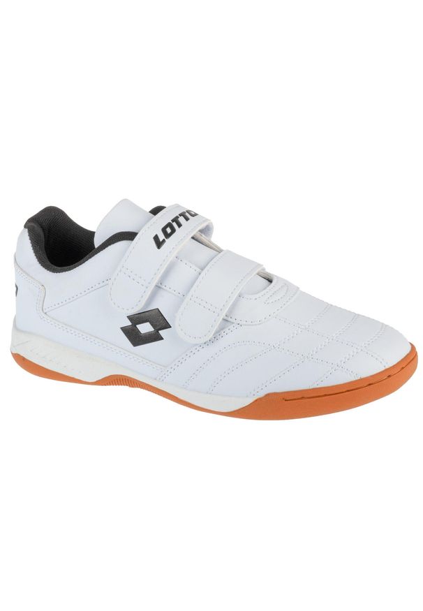 Buty dziecięce halowe LOTTO PACER T sportowe futsal piłka nożna. Kolor: biały. Materiał: guma, materiał, tkanina, syntetyk. Sport: piłka nożna