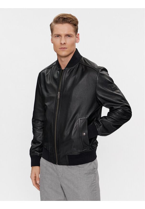 BOSS - Boss Kurtka skórzana Jogipi 50498511 Czarny Regular Fit. Kolor: czarny. Materiał: skóra