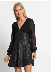 bonprix - Sukienka z brokatowym połyskiem. Kolor: czarny. Materiał: materiał #1