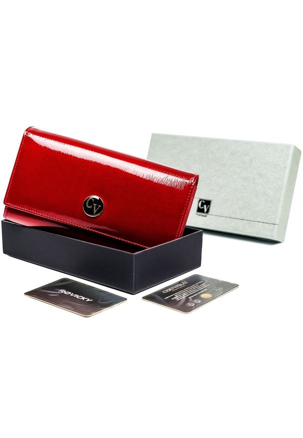 4U CAVALDI - Lakierowany portfel damski Cavaldi H20-1-SH czerwony. Kolor: czerwony. Materiał: skóra