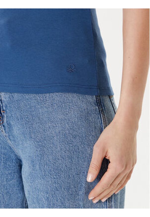 United Colors of Benetton - United Colors Of Benetton Top 3GA2DH010 Granatowy Slim Fit. Kolor: niebieski. Materiał: bawełna