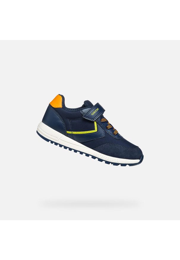 Sneakersy dziecięce Geox Alben B. A. Okazja: na uczelnię. Kolor: niebieski, zielony, żółty, wielokolorowy. Materiał: materiał. Sport: joga i pilates
