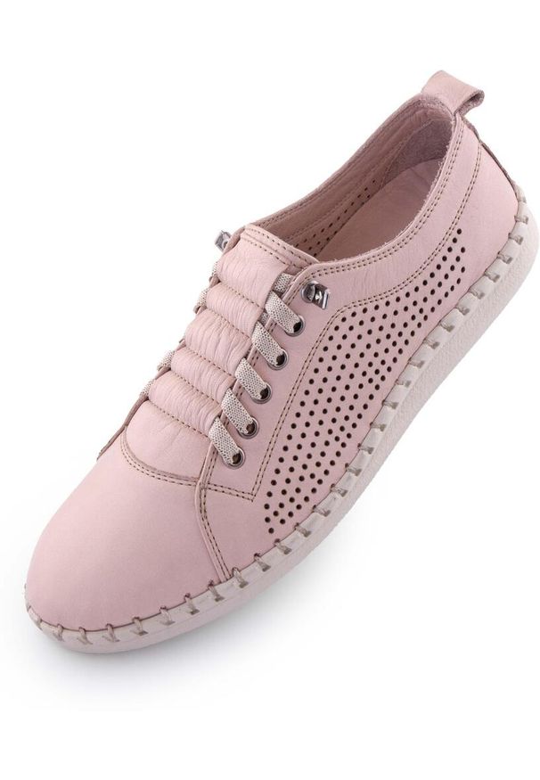 ENELL - Damskie skórzane sneakersy Nell: Elegancja i komfort. Kolor: fioletowy. Materiał: skóra