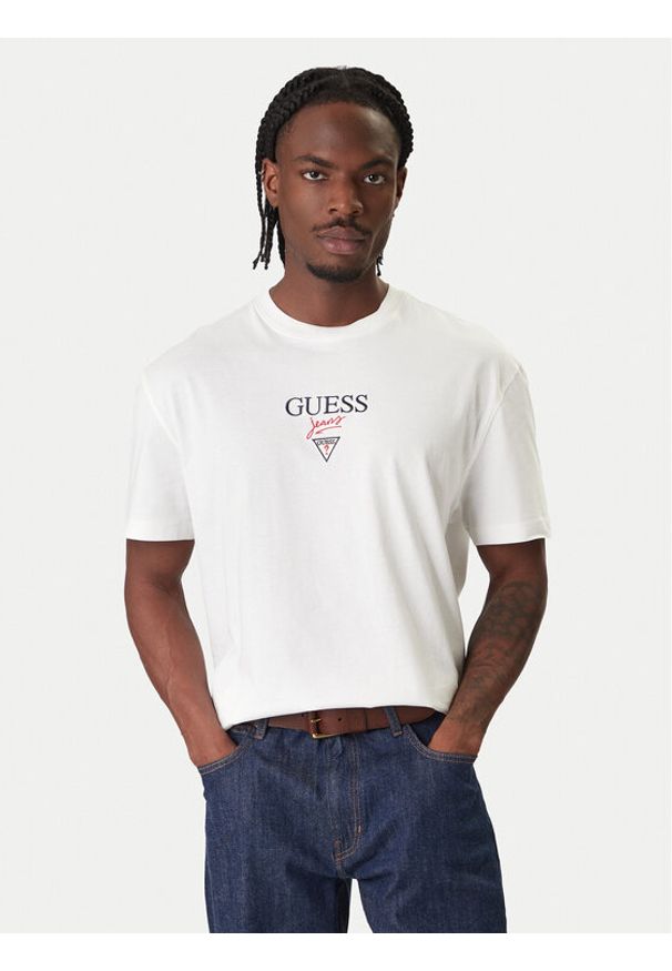 Guess Jeans T-Shirt M6RI45 K8HM0 Biały Oversize. Kolor: biały. Materiał: bawełna