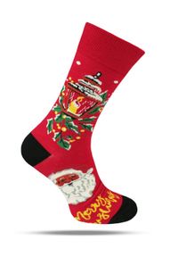 His Story - Tematyczne Skarpetki Bawełniane - Mikołaj i Świąteczna Świeca. Kolor: czerwony. Materiał: elastan, bawełna, poliamid #1