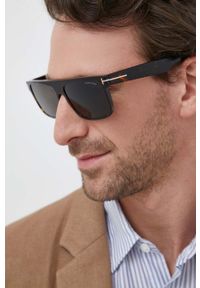 Tom Ford okulary przeciwsłoneczne męskie kolor brązowy. Kształt: prostokątne. Kolor: brązowy #5