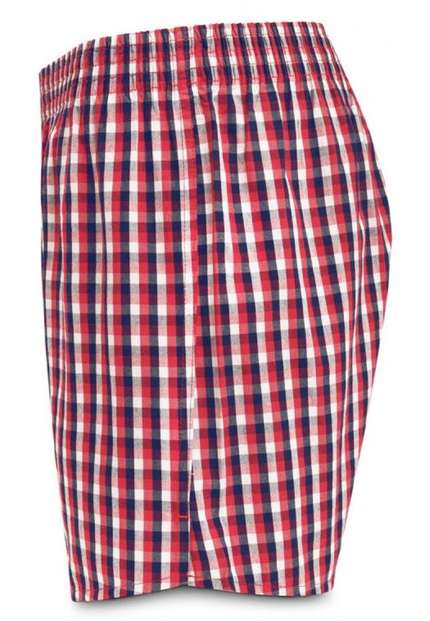 Luźne Męskie Bokserki, Bawełniane - Pako Jeans - Czerwień, Kratka. Kolor: czerwony. Materiał: bawełna. Wzór: kratka