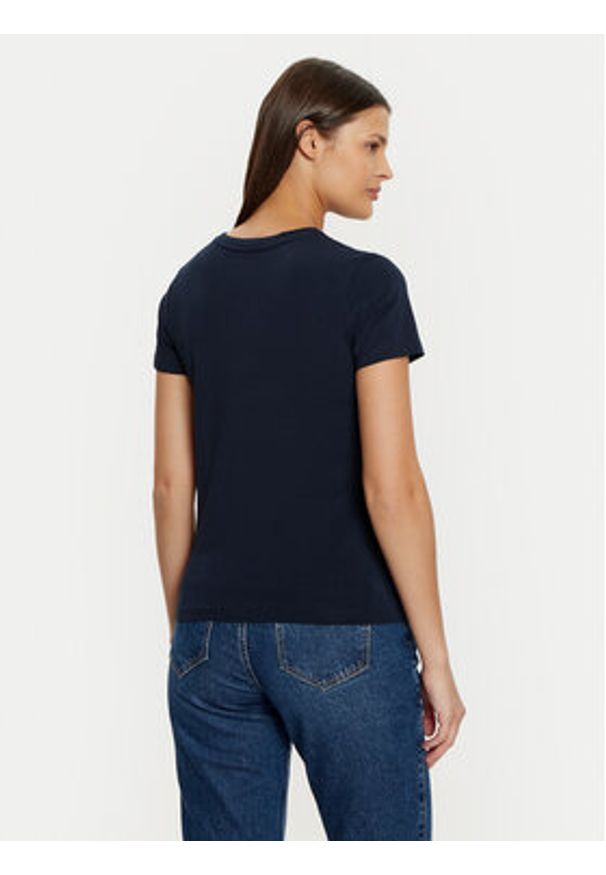 Guess Jeans T-Shirt W4YI02 J1314 Granatowy Slim Fit. Kolor: niebieski. Materiał: bawełna
