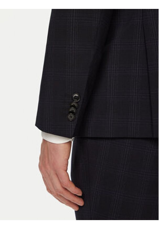 BOSS Garnitur 50538032 Granatowy Slim Fit. Kolor: niebieski. Materiał: wełna