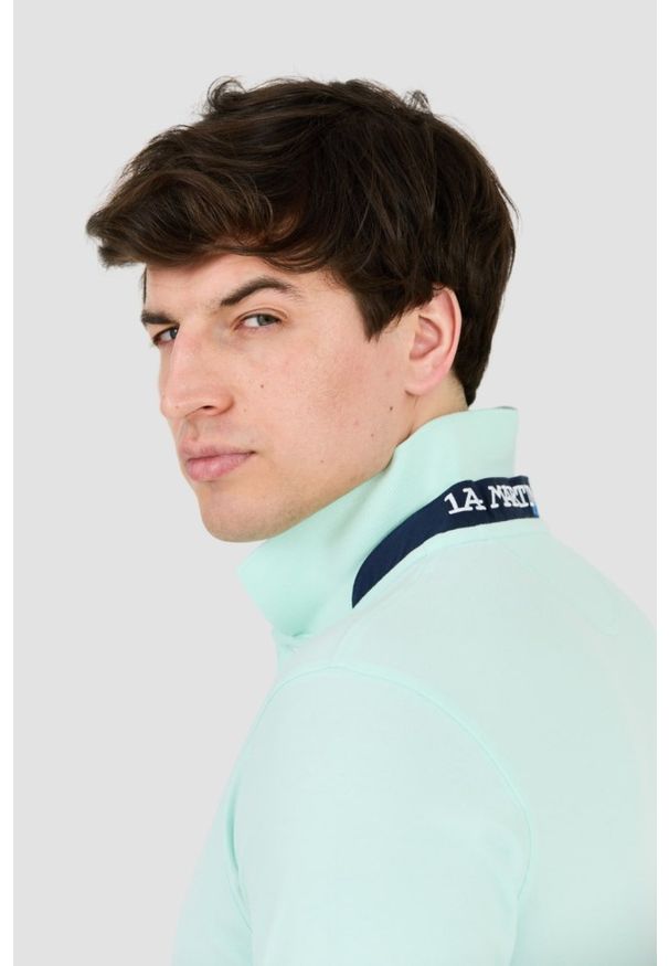 La Martina - LA MARTINA Miętowe męskie polo z małym logo, Rozmiar L. Typ kołnierza: polo. Kolor: zielony