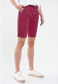 Volcano - Materiałowe szorty z paskiem P-MIYA. Kolekcja: plus size. Materiał: materiał. Długość: krótkie. Wzór: gładki. Styl: klasyczny #1