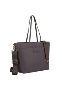 Nylonowa shopperka damska w szarym kolorze z doczepianym, regulowanym paskiem Peterson PTN JN-10. Kolor: szary. Rodzaj torebki: do ręki #1