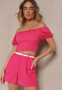 Renee - Różowe Szorty z Bawełną High Waist w Klasycznym Stylu Sefore. Stan: podwyższony. Kolor: różowy. Materiał: bawełna. Sezon: lato. Styl: klasyczny