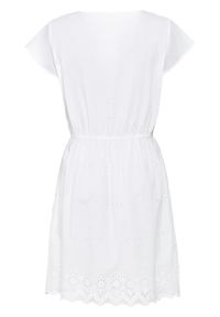 Sukienka z ażurowym haftem bonprix biel wełny. Kolor: biały. Materiał: wełna. Wzór: ażurowy, haft #6