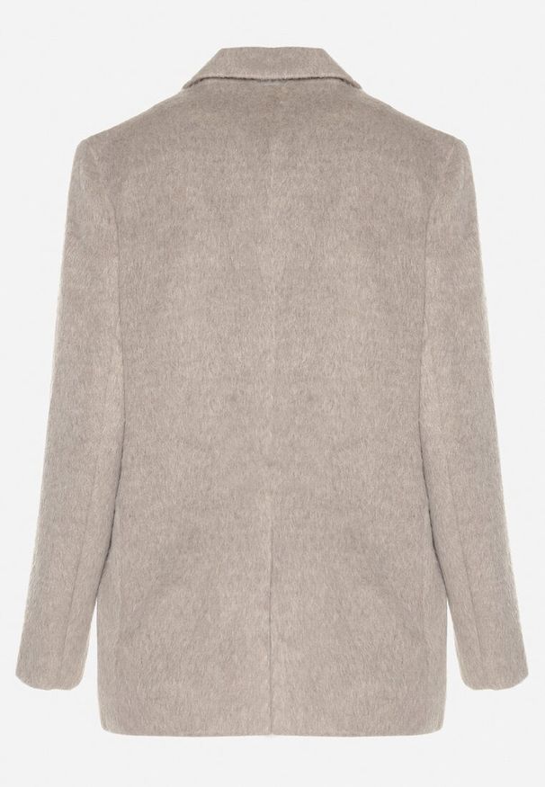 Born2be - Beżowy Płaszcz Jednorzędowy o Kroju Marynarki Astinelle. Okazja: do pracy. Kolor: beżowy. Długość rękawa: długi rękaw. Długość: długie. Wzór: aplikacja. Styl: elegancki