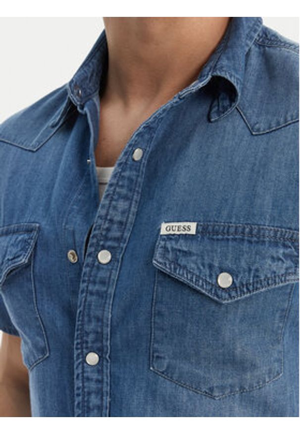 Guess Koszula jeansowa M6GH87 D1035 Niebieski Regular Fit. Kolor: niebieski. Materiał: bawełna