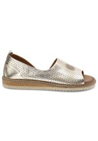Złote Sandały Artiker Stylowe Obuwie Damskie. Okazja: na co dzień. Nosek buta: okrągły. Kolor: złoty. Materiał: skóra. Sezon: lato. Styl: elegancki #4