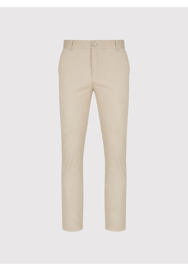 Pako Lorente - PAKO LORENTE – Beżowe gładkie spodnie męskie. Kolor: beżowy. Materiał: bawełna, elastan. Wzór: gładki. Styl: klasyczny