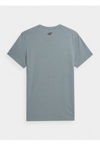 4f - T-shirt regular z bawełny organicznej męski. Kolor: szary. Materiał: bawełna. Wzór: nadruk #2