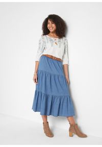 bonprix - Spódnica dżinsowa z falban. Kolor: niebieski #3